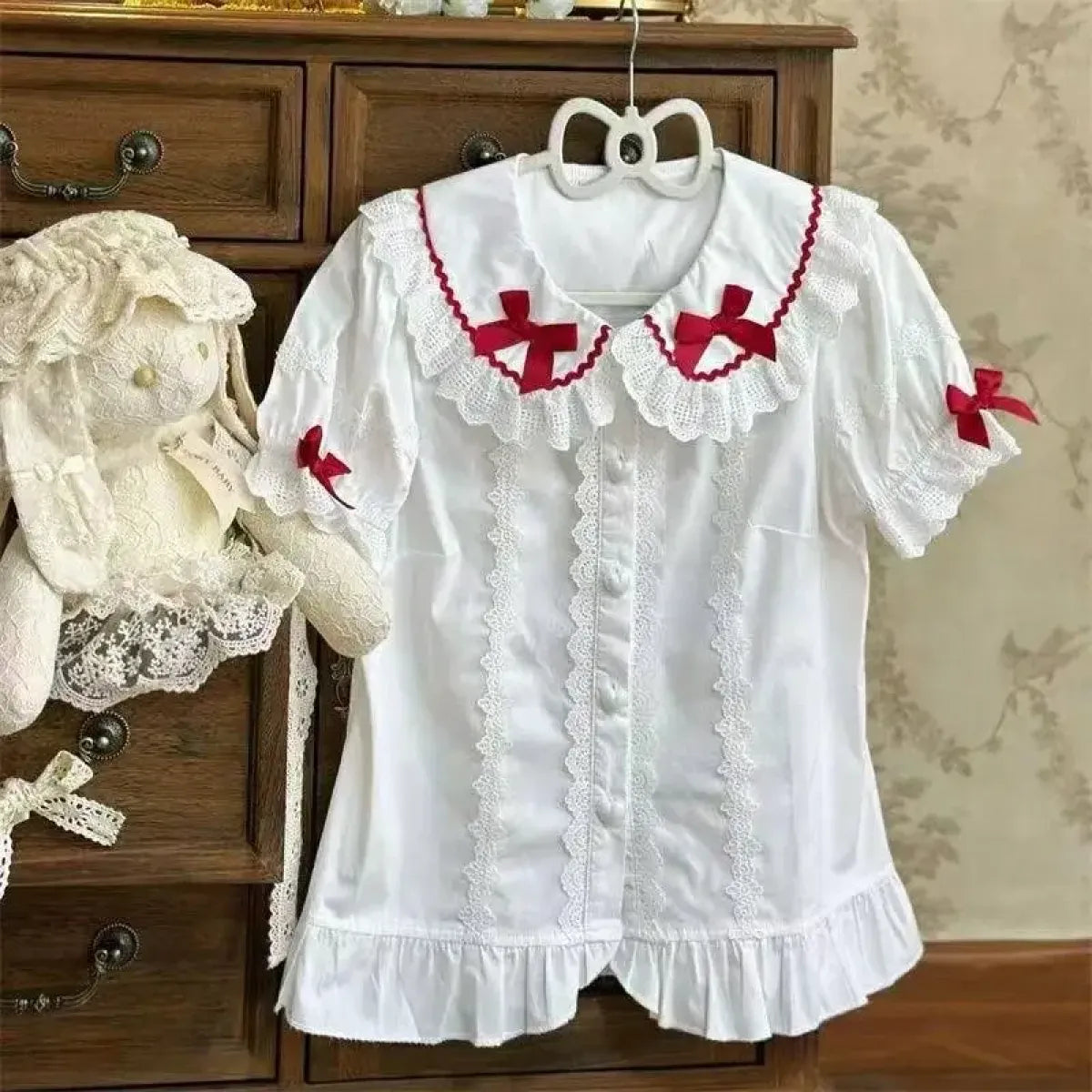 Sweet Lolita Peter Pan Collar Puff Sleeve Blouse - Women’s Clothing & Accessories - Blouse - 6