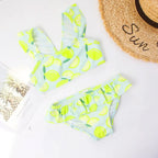 Ruffle Lemon Print Girls Bikini Swim Set - Swimsuits - Swimsuit / Bikini / One-Piece Swimwear - 2