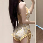 Sweet Yellow Floral Backless One-Piece Swimsuit - Women’s Clothing & Accessories - Swimsuit / Bikini / One-Piece