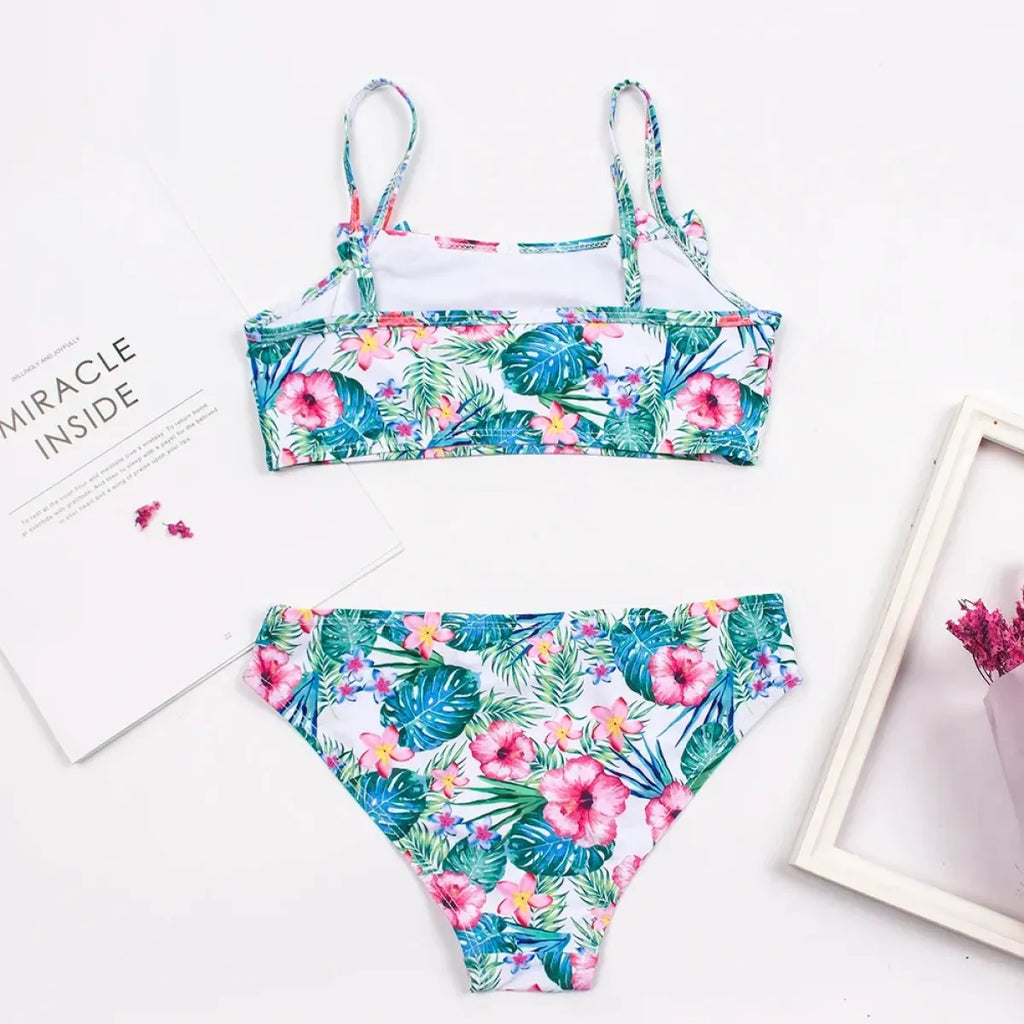 Girls Print Bow Bandeau Bikini Set - Bras - Swimsuit / Bikini / One-Piece Swimwear - 5