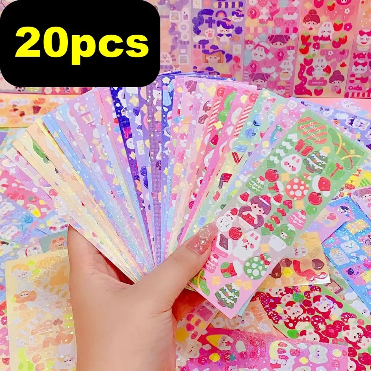 Kawaii Aesthetic Laser Cartoon Sticker Set - Stationery & More - Sticker / Decal - 8
