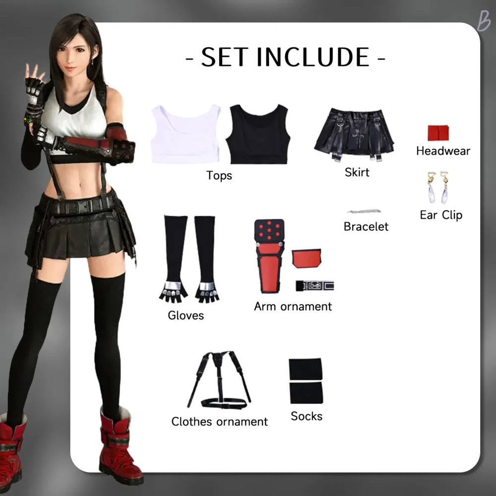 Tifa Lockhart Cosplay Costume Set - Anime - Cosplay Outfit - 8