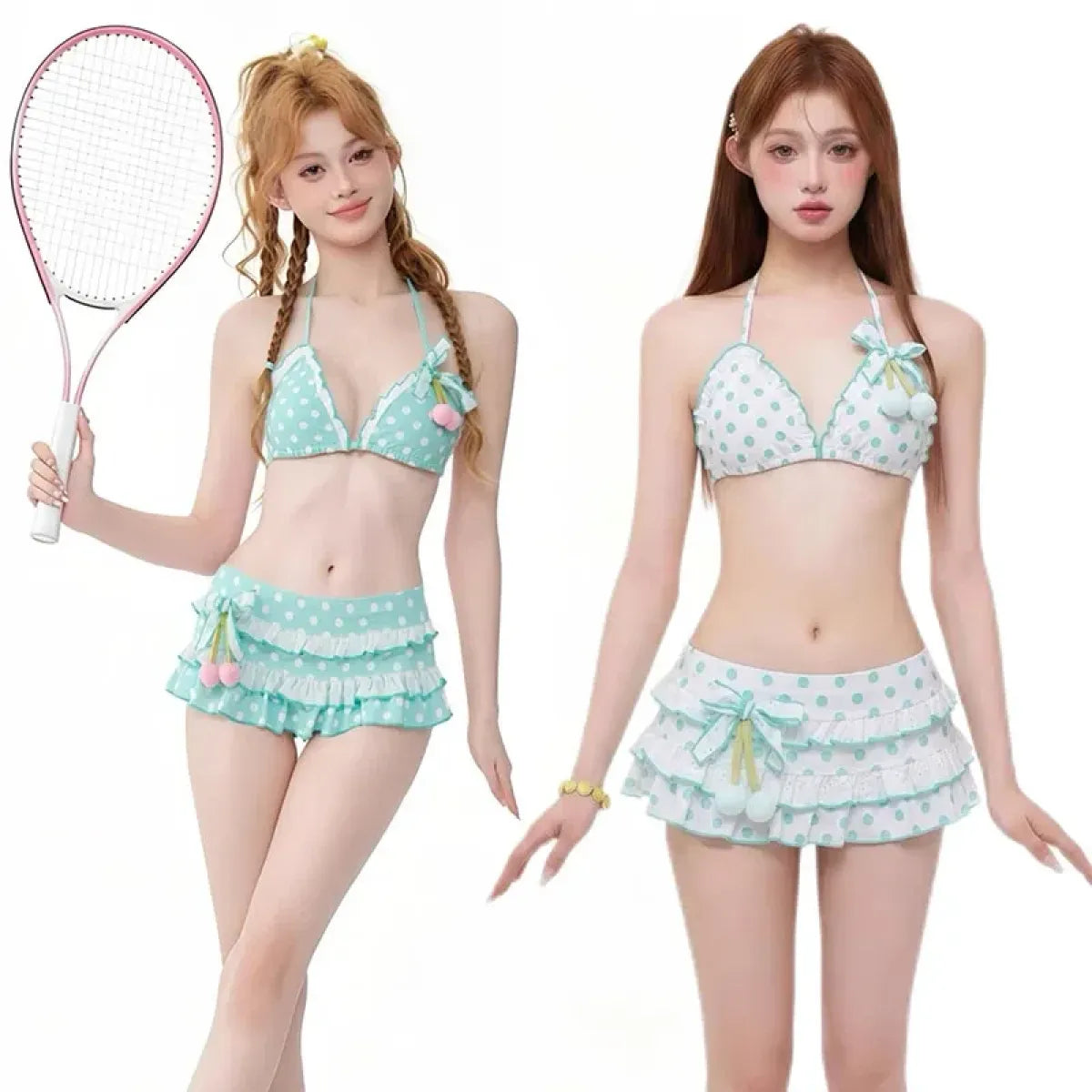 Y2K Kawaii Ruffle Bikini Skirt Set - Bottoms - Swimsuit / Bikini / One-Piece Swimwear - 1