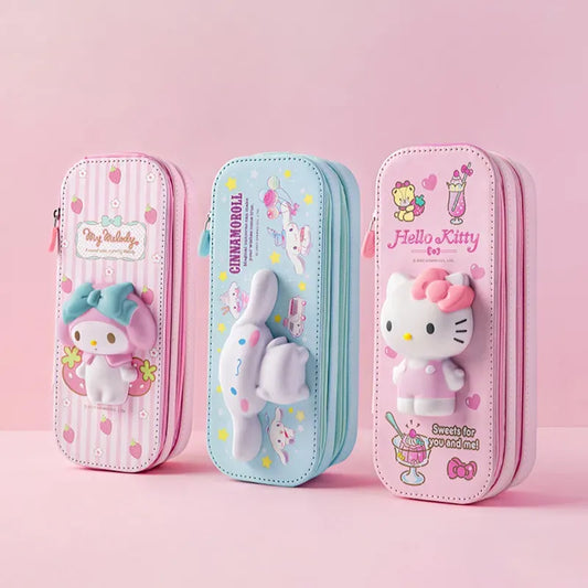 Sanrio Series Pencil Cases - Kawaii Stop - Adorable Characters, Back to School, Creative Organization, Cute Design, Double Layer Pen Box, High-quality PU, Iigen, Organizational Tools, Practical Design, Sanrio Pencil Cases, School Supplies, Spacious Interior, Stationery, Stress Relief, Student Essentials, Versatile Use, Yi ZHENG