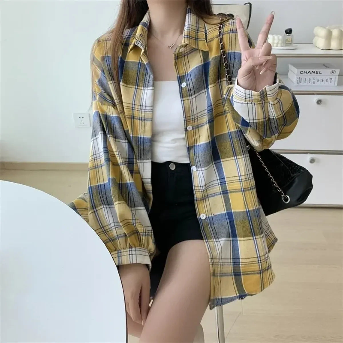 Vintage Preppy Plaid Button-Up Shirt - T-Shirts - Button-Up Shirt - 29