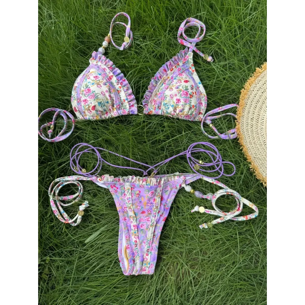 Printed Triangle Micro Thong Bikini Set - Swimsuits - Swimsuit / Bikini / One-Piece Swimwear - 6