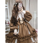 Kawaii Bear Bow Lantern Sleeve Lolita Dress - All Dresses - Lolita Dress - 4