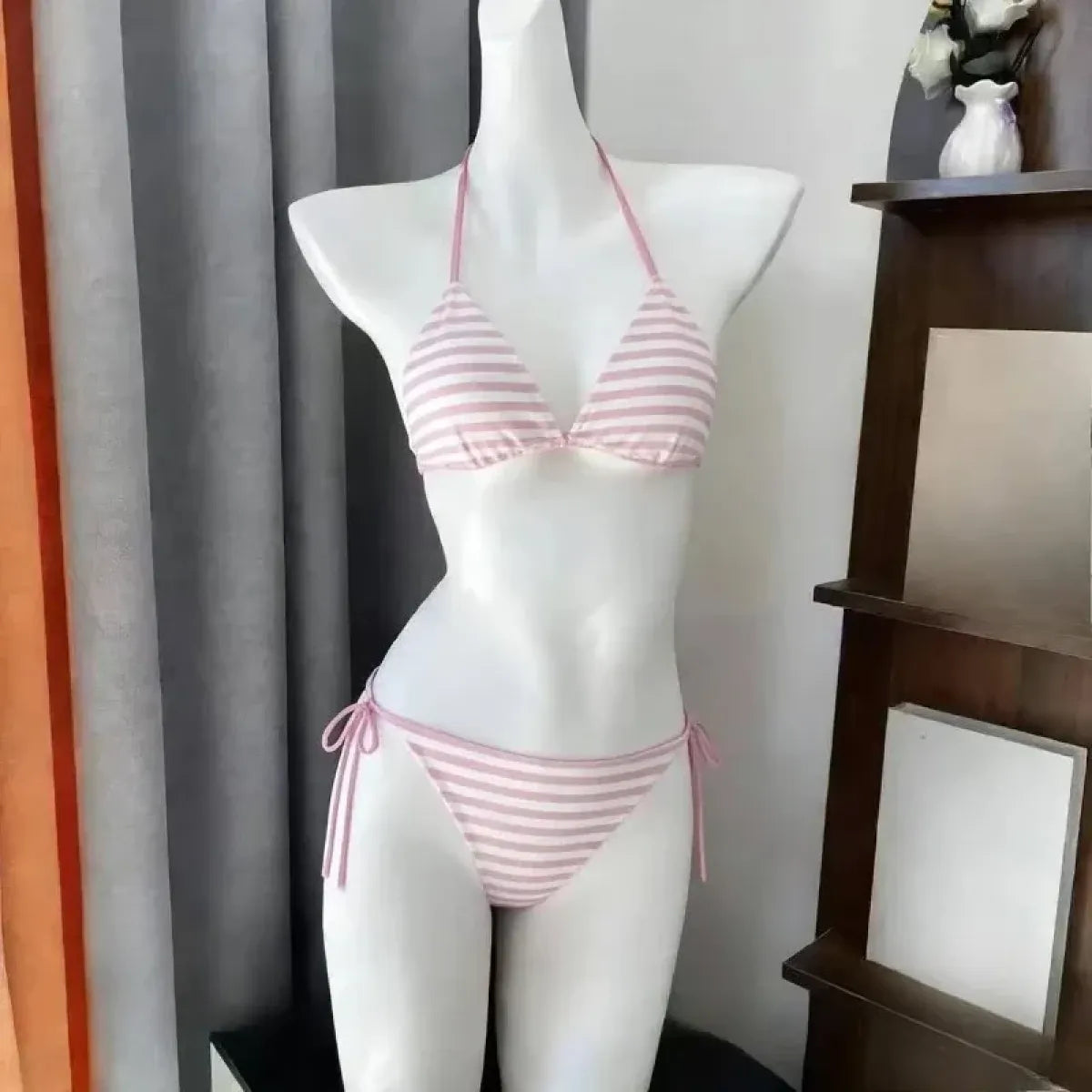 Sweet Korean Vintage Y2K Ruffle Halter Bikini - Women’s - Swimsuit / Bikini / One-Piece Swimwear - 13