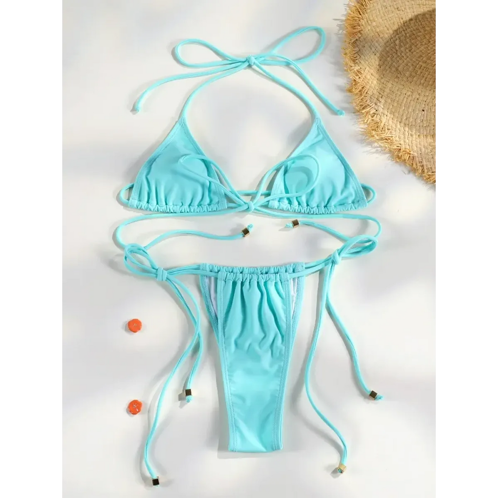 Printed Triangle Micro Thong Bikini Set - Swimsuits - Swimsuit / Bikini / One-Piece Swimwear - 12