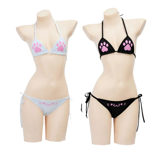 Kawaii Cat Paw Micro Halter Bikini Set - Swimsuits - Swimsuit / Bikini / One-Piece Swimwear - 1
