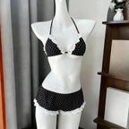 Sweet Korean Vintage Y2K Ruffle Halter Bikini - Women’s - Swimsuit / Bikini / One-Piece Swimwear - 16