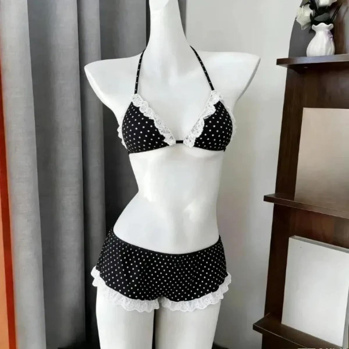 Sweet Korean Vintage Y2K Ruffle Halter Bikini - Women’s - Swimsuit / Bikini / One-Piece Swimwear - 16