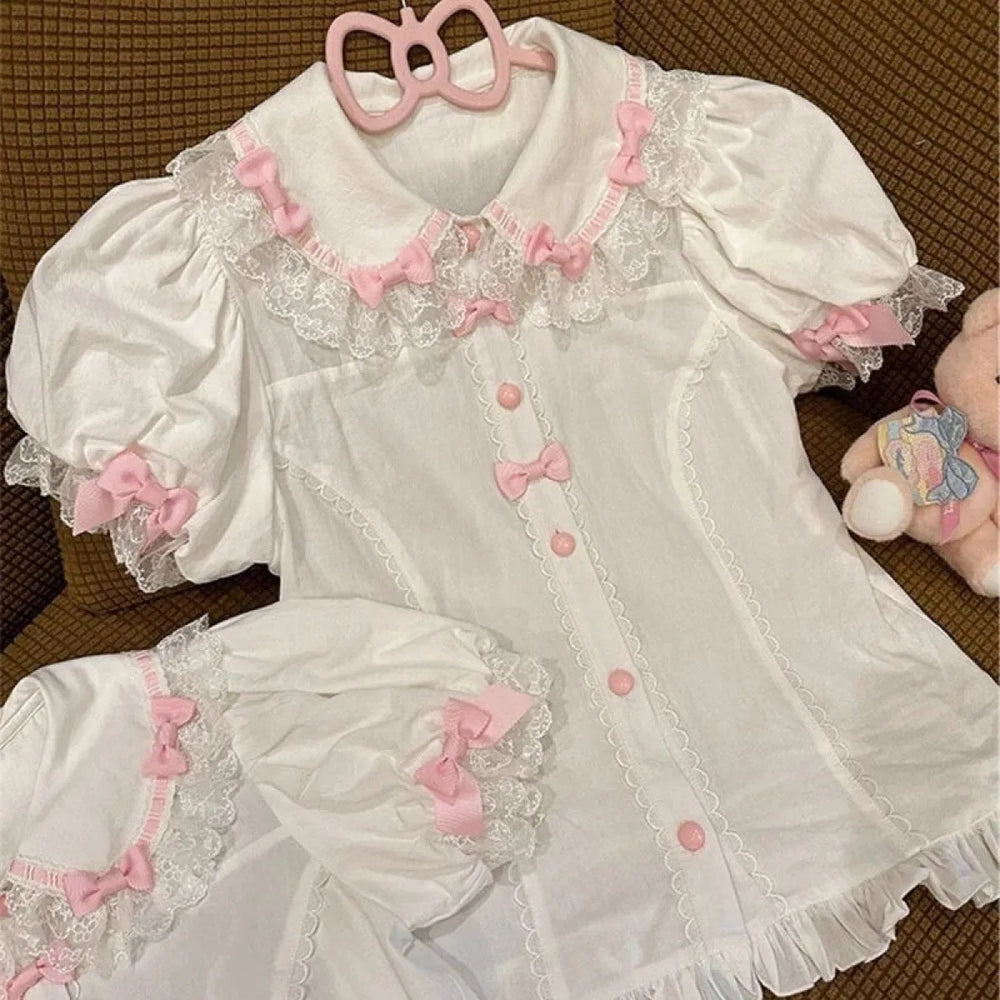 Sweet Lolita Peter Pan Collar Puff Sleeve Blouse - Women’s Clothing & Accessories - Blouse - 1