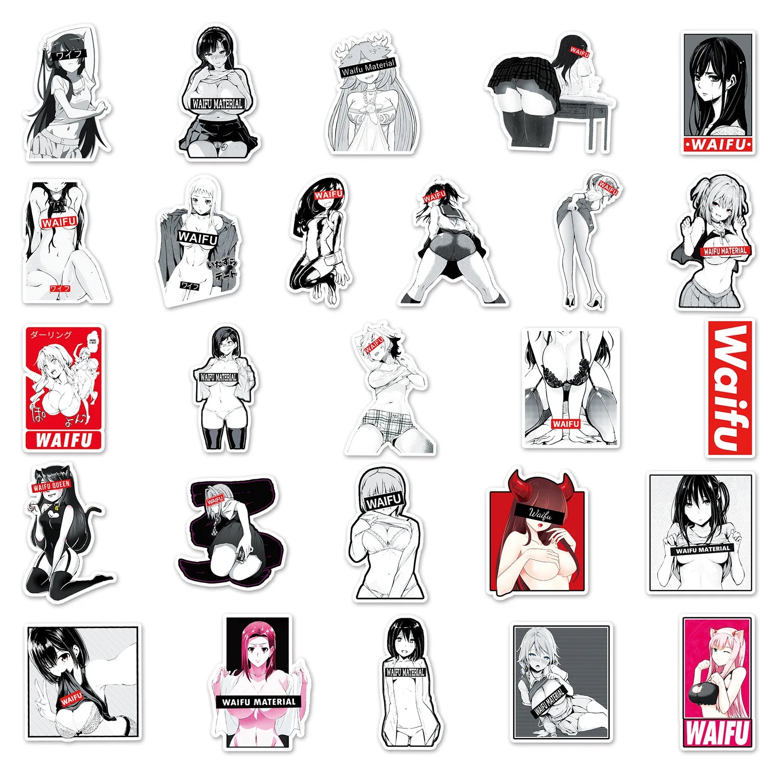 Sexy Waifu Girl Stickers - 10/30/50/101PCS - Hentai Adult Anime Decals - Kawaii Stop - Adult Stickers, Allure, Anime Decals, Car Stickers, Edgy Fashion, Hentai Stickers, Laptop Accessories, Mischief, Phone Decals, PVC Stickers, Rebellion, Self-Expression, Sexy Stickers, Skateboard Decoration, Trendy Accessories, Unique Gifts, Waifu Girl, Waterproof Stickers