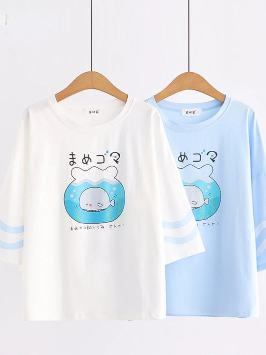 Kawaii Harajuku Summer T-shirt - Kawaii Stop - Breathable Fabric, Cartoon Print, Charming, Fairy tale Theme, Harajuku Style, Kawaii T-shirt, Short Sleeve, Stylish, Sweet Summer, Women's Fashion