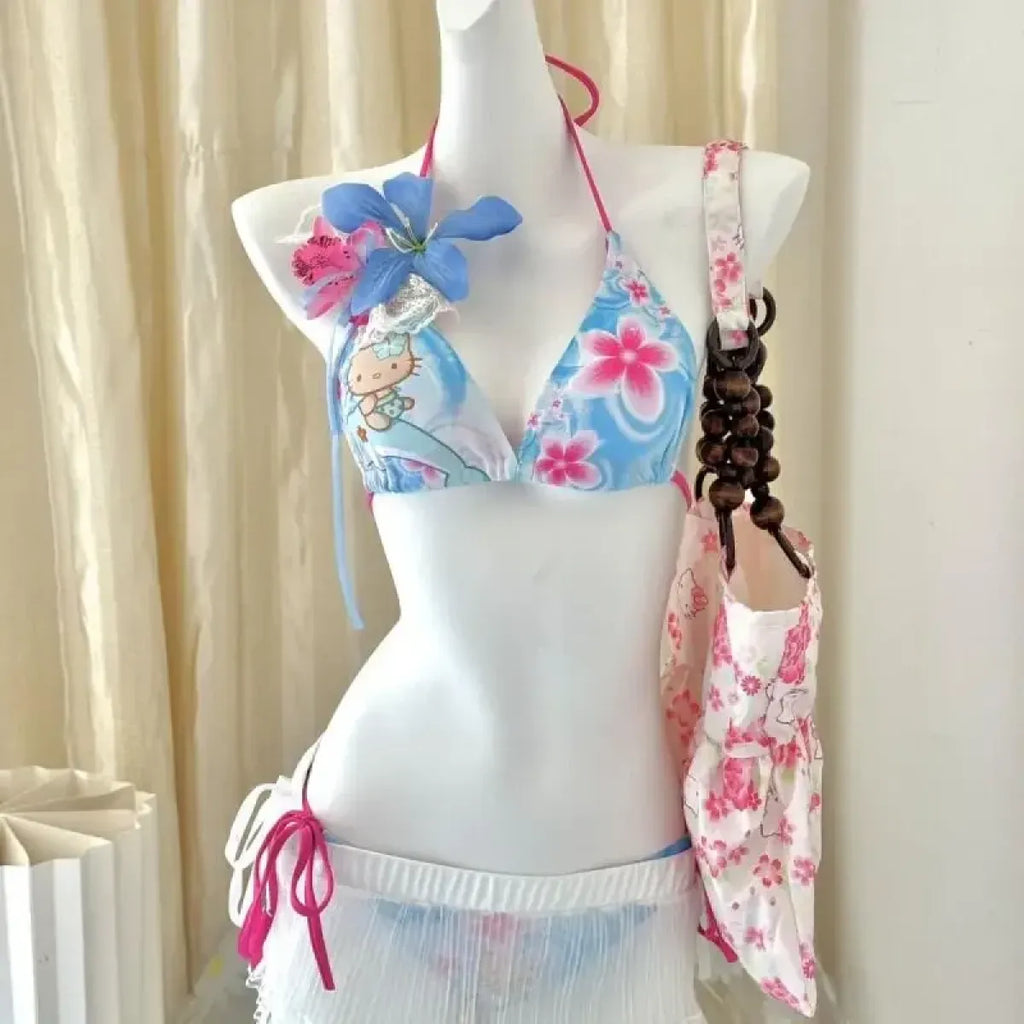 Hello Kitty Anime Halter Bikini Set - Anime - Swimsuit / Bikini / One-Piece Swimwear - 5
