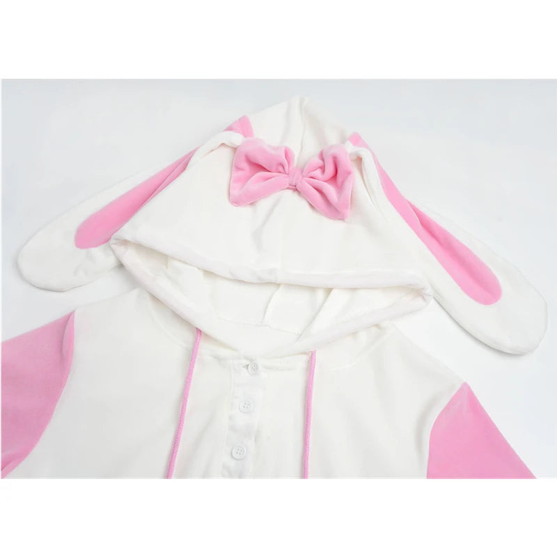 Cute Rabbit Embroidery Hoodie Bodysuit - Anime Pajamas - Kawaii Stop - 
