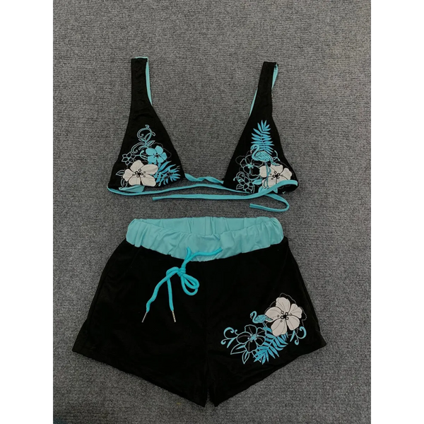 Vintage Floral Halter Bikini Set - Swimsuits - Swimsuit / Bikini / One-Piece Swimwear - 1