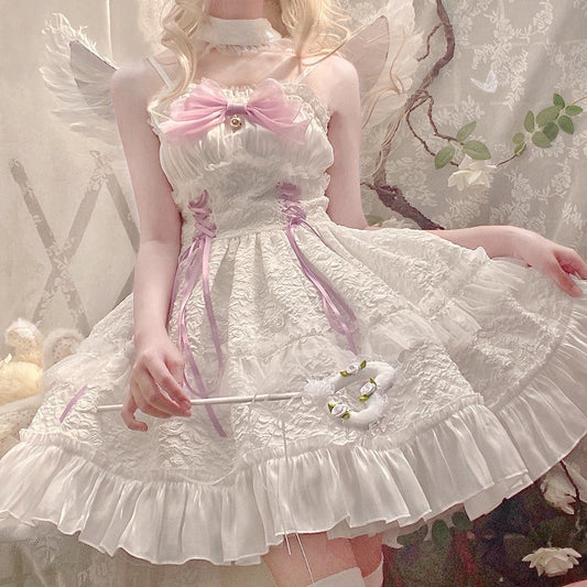 Dark Gothic Lolita Bow Lace Mini Dress - Kawaii Stop - Kawaii Shop