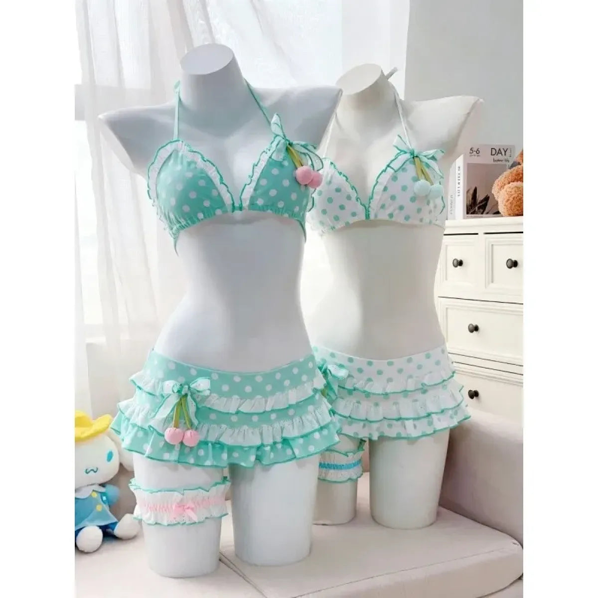 Japanese Polka Dot Bikini Set with Tiered Skirt - Bottoms - Swimsuit / Bikini / One-Piece Swimwear - 3