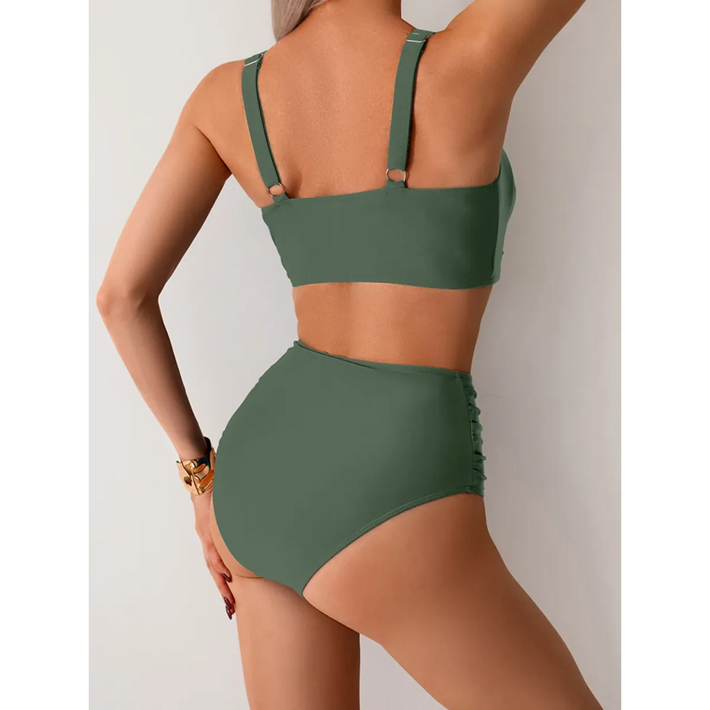 Solid High Waist Push Up Bikini Set - Swimsuits - Swimsuit / Bikini / One-Piece Swimwear - 2