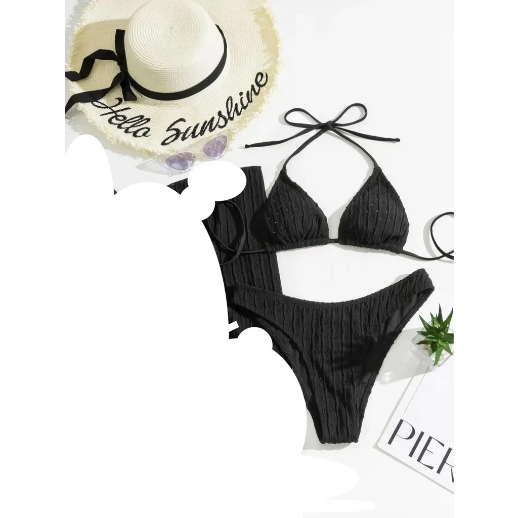 Jacquard Drawstring Two Piece Bikini Set - Swimsuits - Swimsuit / Bikini / One-Piece Swimwear - 13