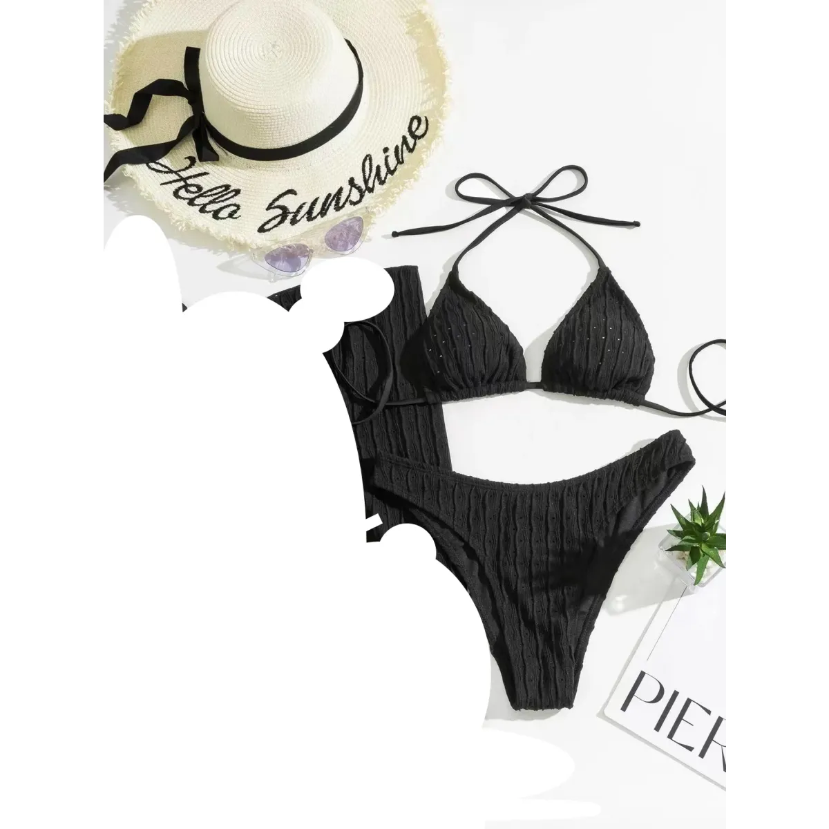 Jacquard Drawstring Two Piece Bikini Set - Swimsuits - Swimsuit / Bikini / One-Piece Swimwear - 13
