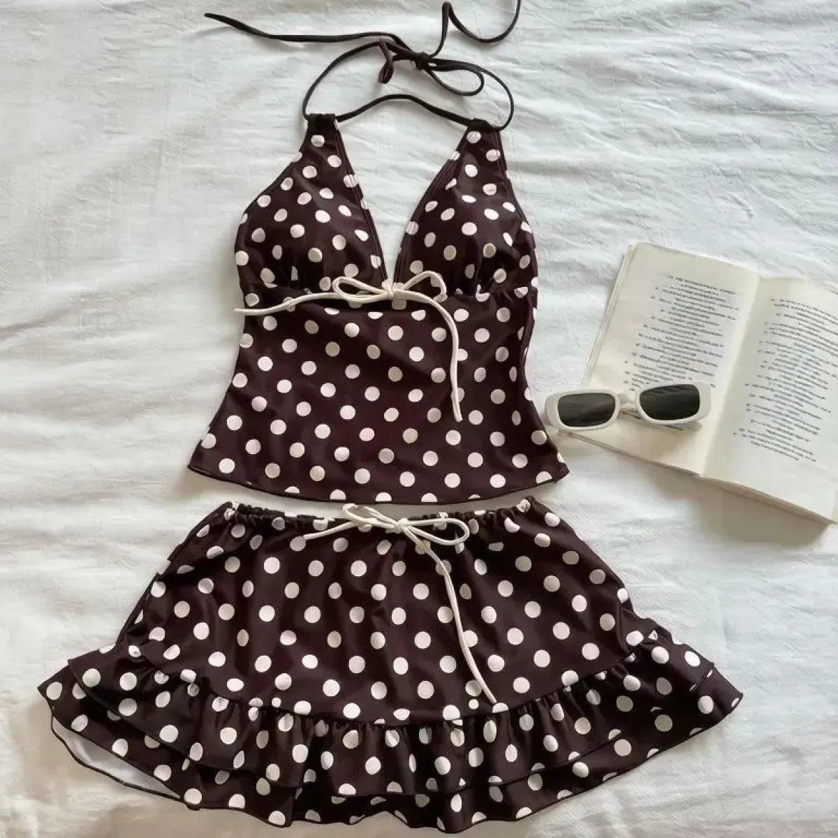 Sweet Korean Vintage Y2K Ruffle Halter Bikini - Women’s - Swimsuit / Bikini / One-Piece Swimwear - 8