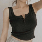 Ribbed Button Down Sleeveless Tank Top - Women’s Clothing & Accessories - Tank Top / Cami - 3