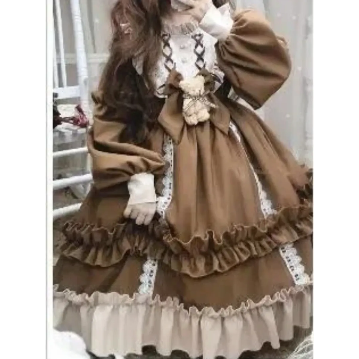 Kawaii Bear Bow Lantern Sleeve Lolita Dress - All Dresses - Lolita Dress - 3