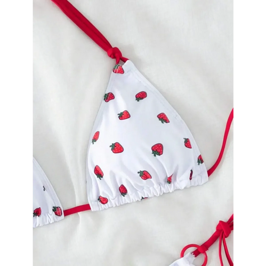Strawberry Print Halter Micro Bikini Set - Swimsuits - Swimsuit / Bikini / One-Piece Swimwear - 2