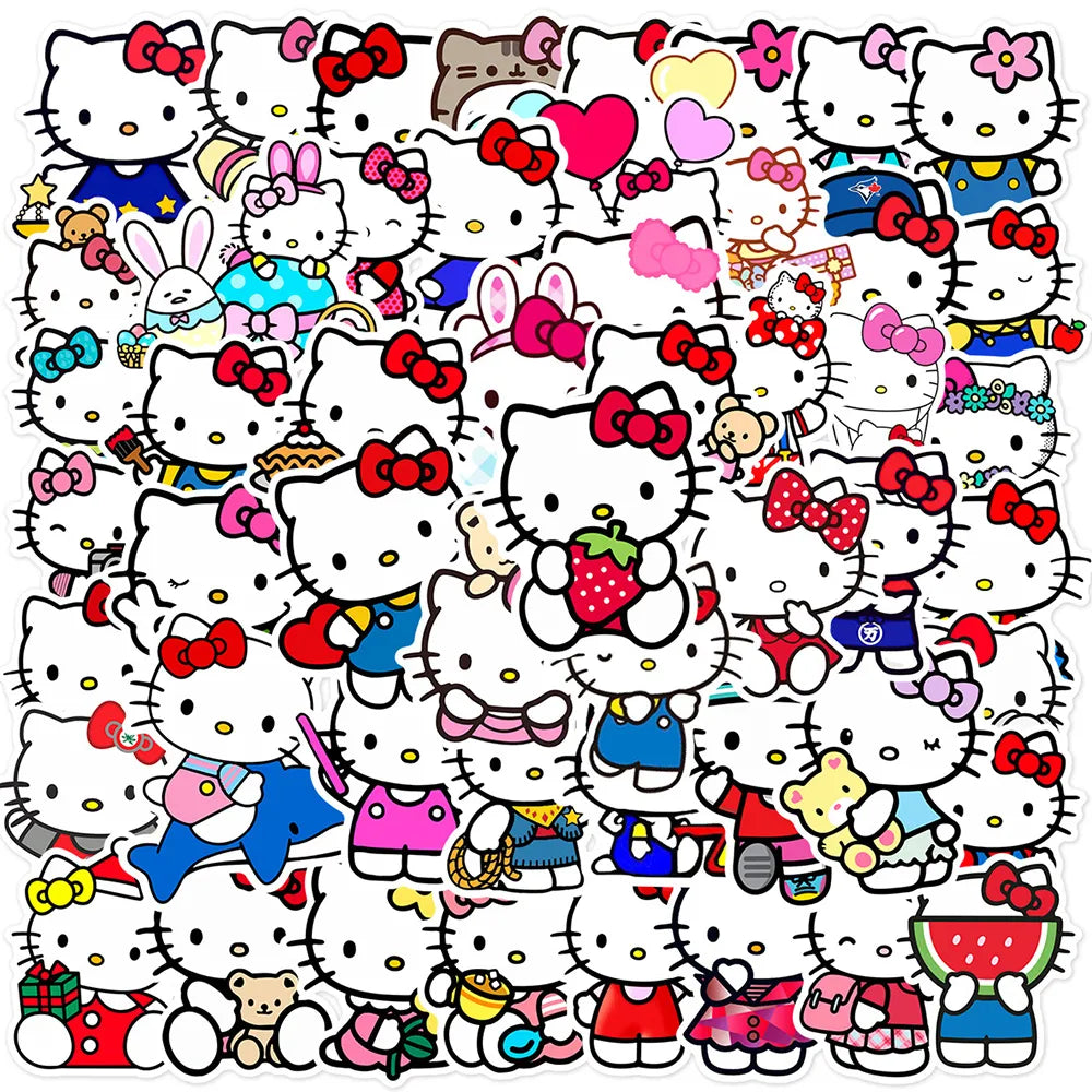 50pcs Sanrio Cartoon Stickers - Hello Kitty, Kuromi, My Melody - Kawaii Stop - Kawaii Shop