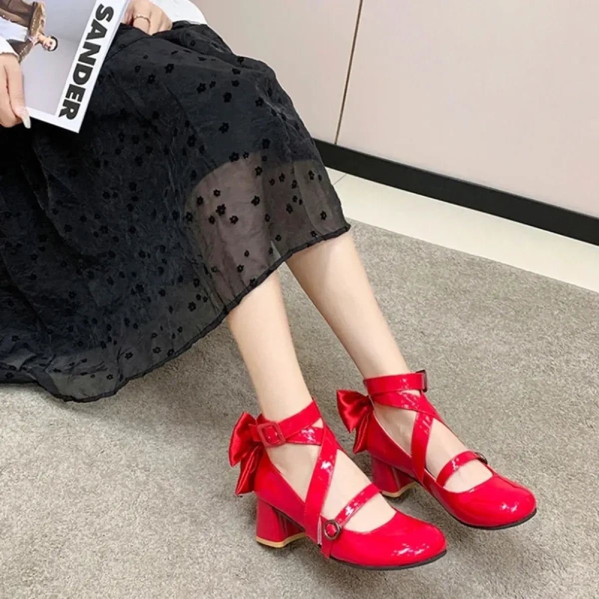 Kaname Madoka Cosplay Red Bow Heels Boots - Cosplay - Heels - 4