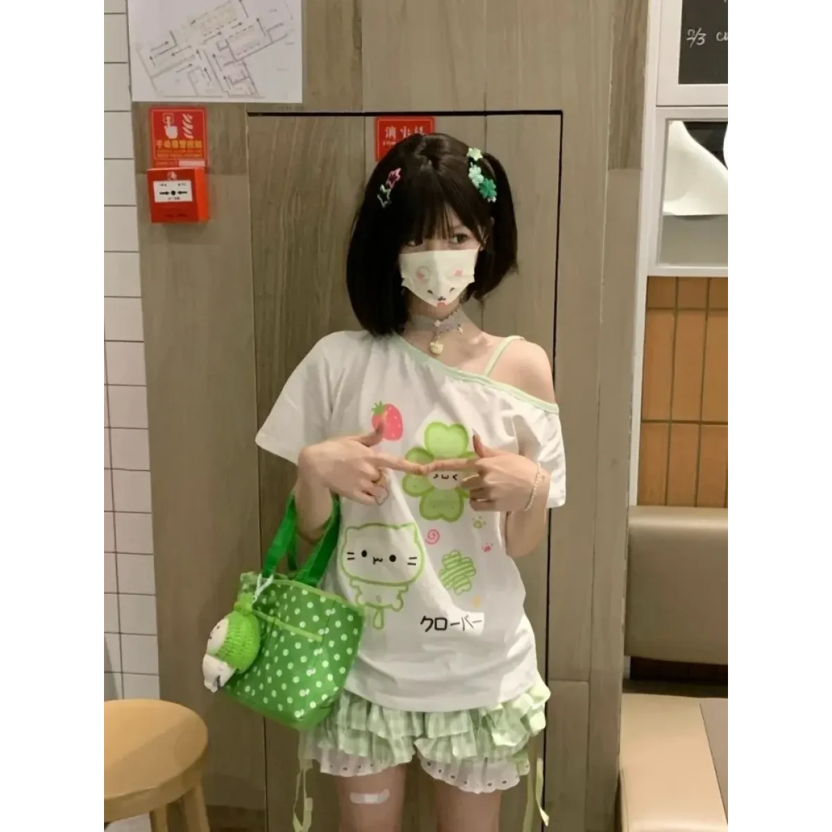 Harajuku Y2K Off Shoulder Cartoon T-Shirt - Dresses - T-Shirt - 4