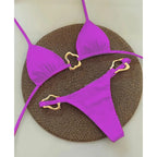 Solid Color Lace-Up Two-Piece Bikini Set - Swimsuits - Swimsuit / Bikini / One-Piece Swimwear - 9