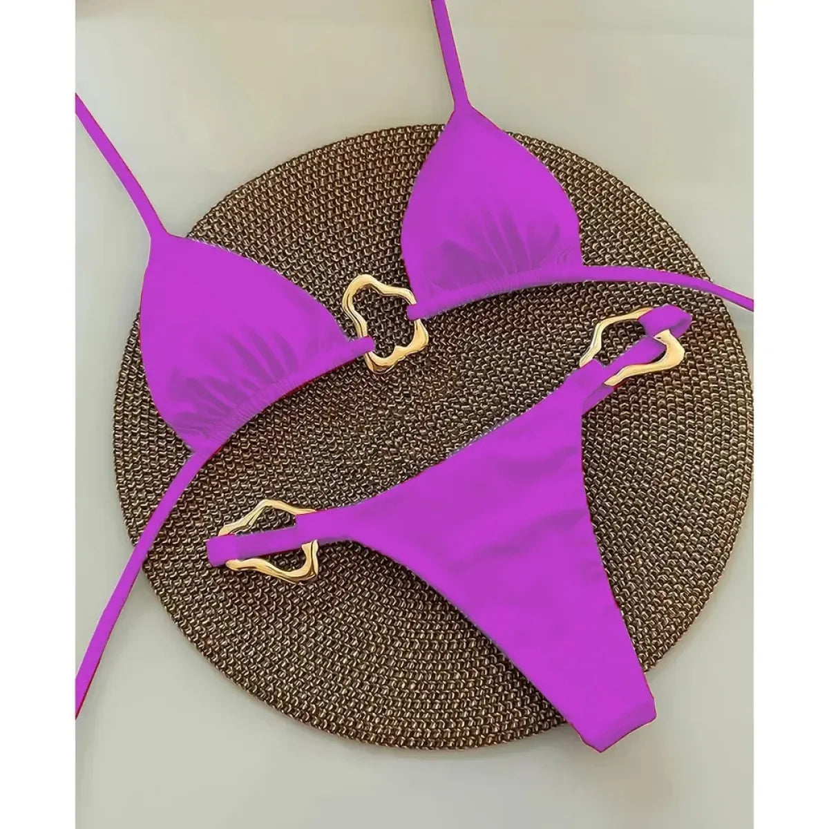 Solid Color Lace-Up Two-Piece Bikini Set - Swimsuits - Swimsuit / Bikini / One-Piece Swimwear - 9