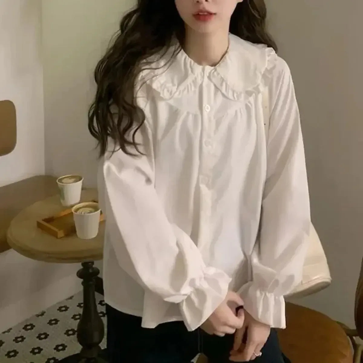 Vintage White Peter Pan Collar Blouse - Women’s Clothing & Accessories - Button-Up Shirt - 1