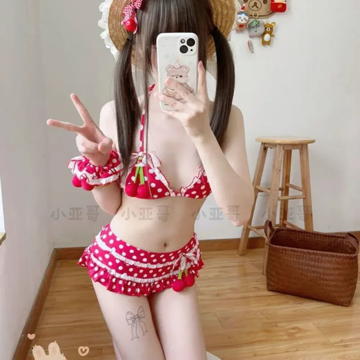 Kawaii Anime Print Halter Bikini Set - Women’s - Swimsuit / Bikini / One-Piece Swimwear - 2