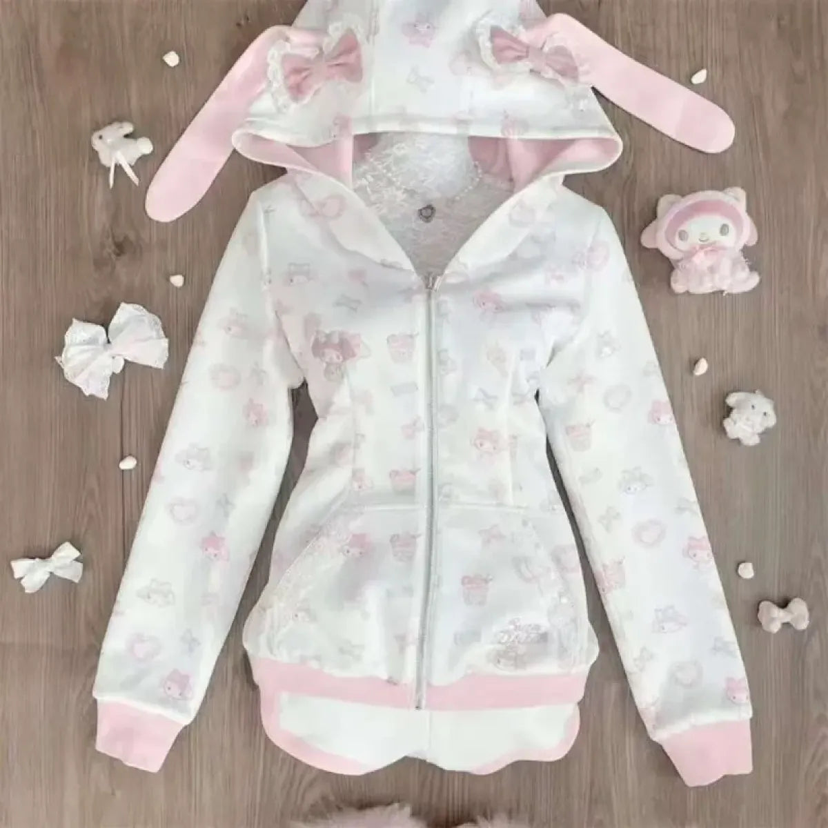 My Melody Y2K Cartoon Zip-Up Hoodie - Women’s - Hoodie - 3
