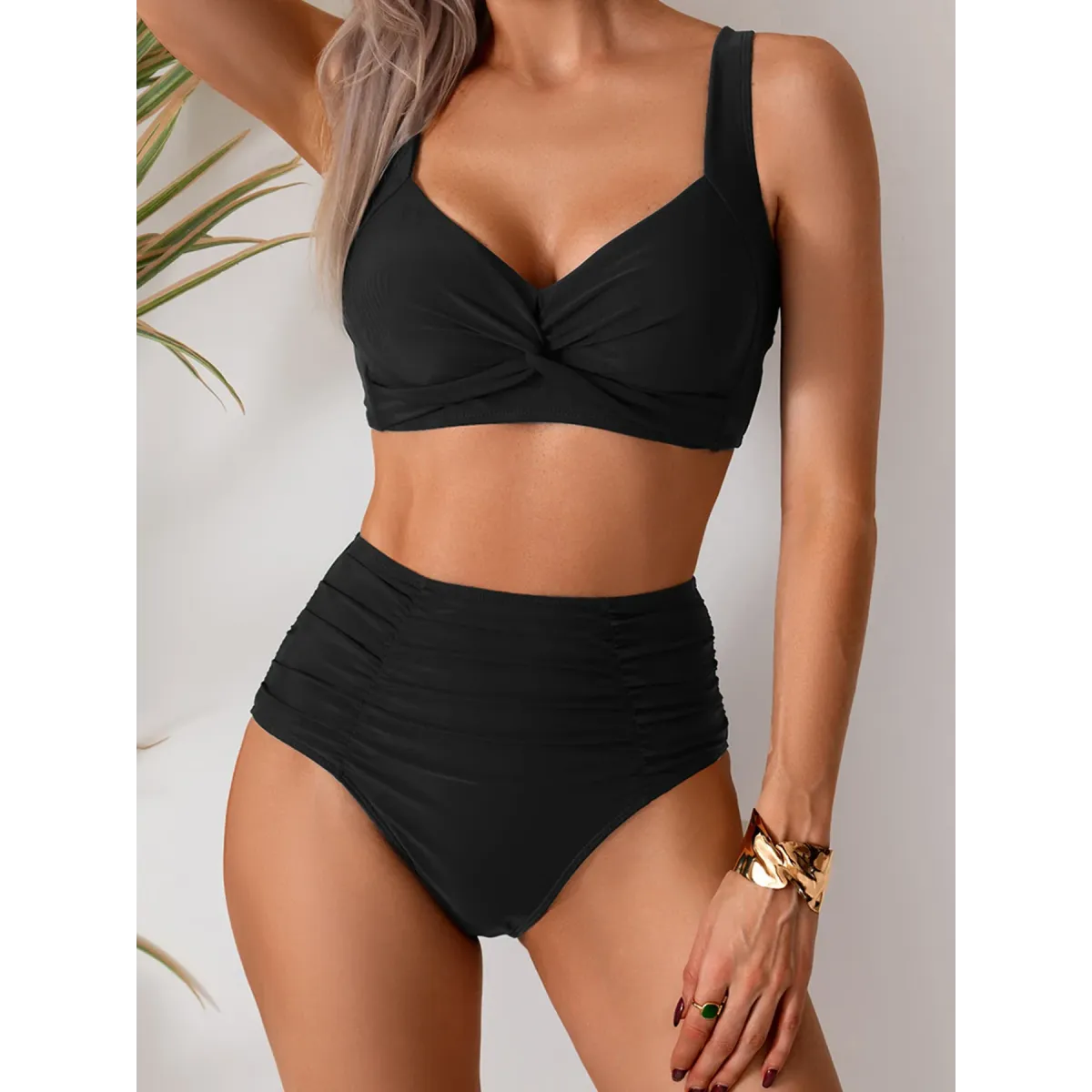 Solid High Waist Push Up Bikini Set - Swimsuits - Swimsuit / Bikini / One-Piece Swimwear - 5