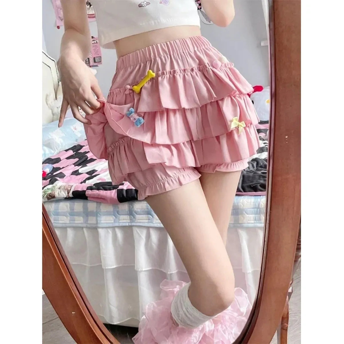 Y2K Sweet Ruffle Bow Mini Skirt - Bottoms - Mini Skirt - 2