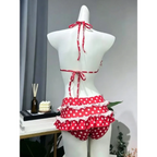 Sweet Korean Vintage Y2K Ruffle Halter Bikini - Women’s - Swimsuit / Bikini / One-Piece Swimwear - 3