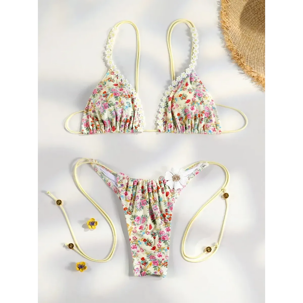 Printed Triangle Micro Thong Bikini Set - Swimsuits - Swimsuit / Bikini / One-Piece Swimwear - 7