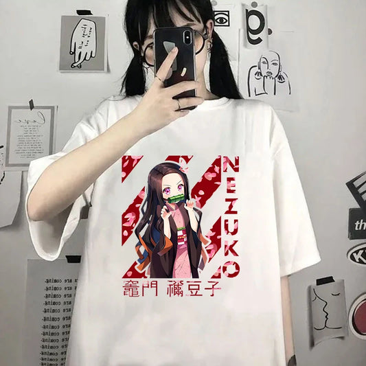 Nezuko's Charm Anime Tee - Kawaii Stop -  new-anime-kamado-nezuko-print-t-shirt-fashion-women-men-short-sleeve-tops-tees-summer-loose-casual-t-shirt - Fashion - Japanese Fashion - Korean Fashion