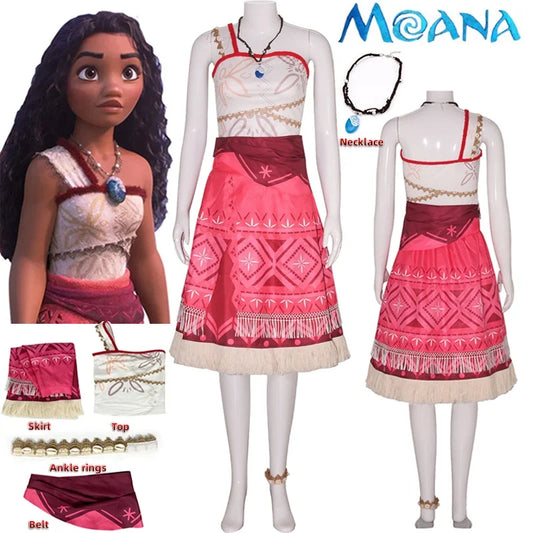 Moana Cosplay Costume – Disney Princess Dress with Necklace Set