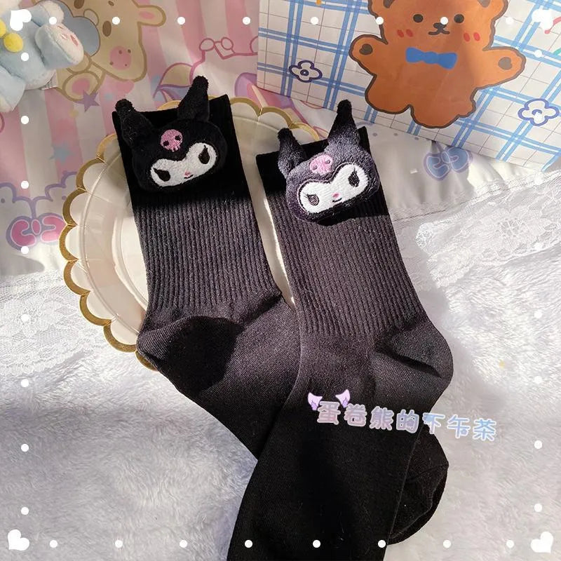 Sanrio Kuromi Doll Socks - Kawaii Anime Fashion - Kawaii Stop - Anime, Breathable Fabric, Cartoon, Casual, Comfortable, Cosplay, Couple Stockings, Cute, Doll Socks, Everyday Wear, Fashion, Gifts, Kawaii, Kuromi, Lolita, Sanrio, Summer Socks, Three-dimensional, Unique Style, Unisex, Women's Socks