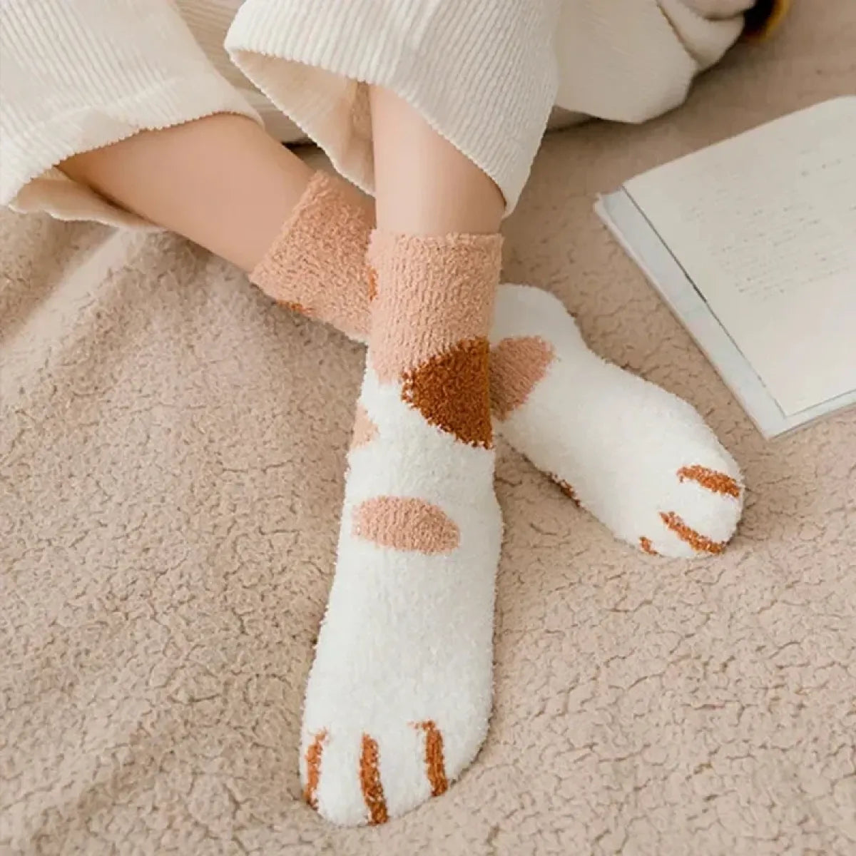 Cat Paw Cartoon Knit Middle Tube Socks - Harajuku Style - Accessories - 5