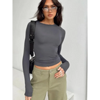 Solid Long Sleeve Slim Fit T-Shirt - T-Shirts - T-Shirt - 1