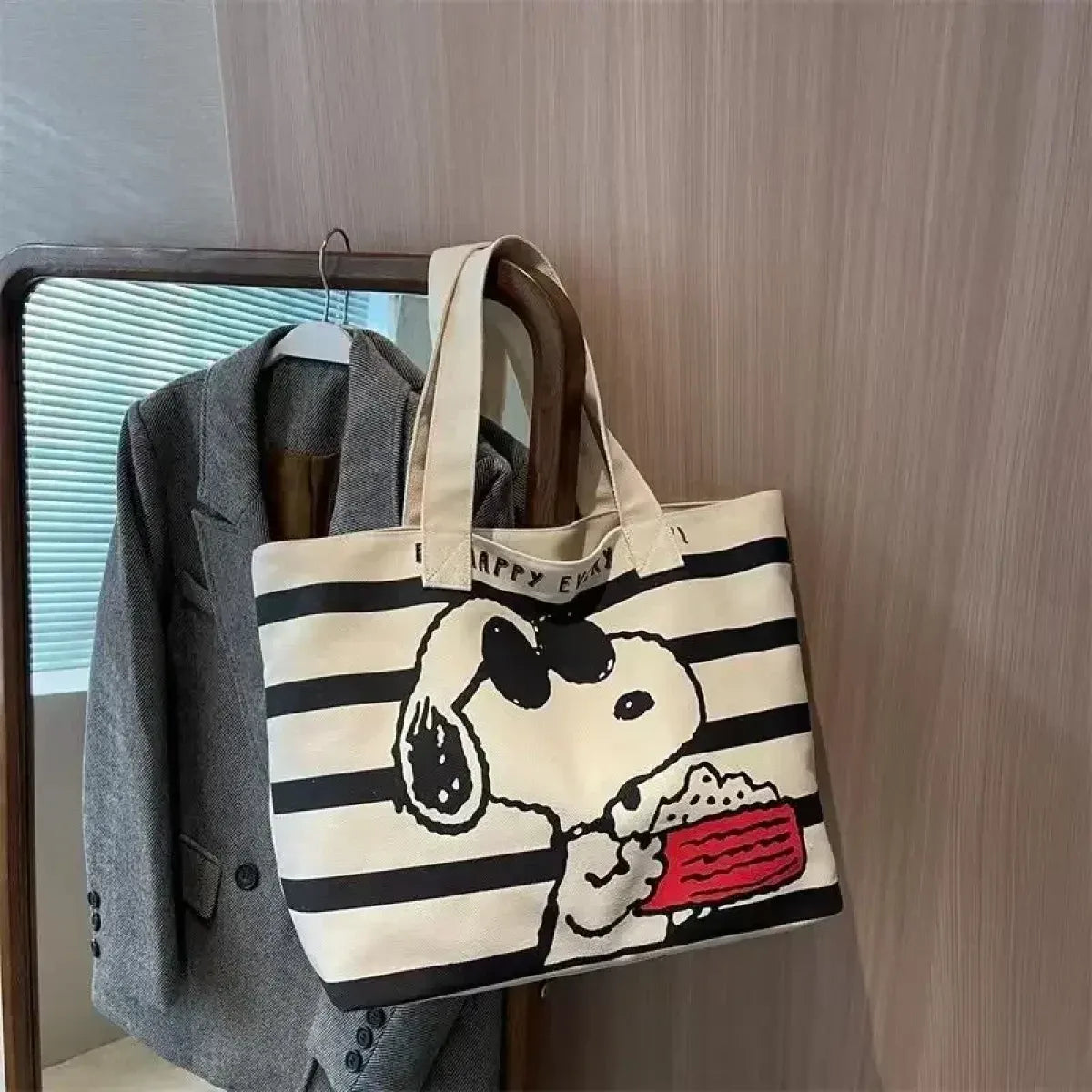 Snoopy Canvas Large Capacity Tote Bag - Women Bags & Wallets - Tote Bag - 4
