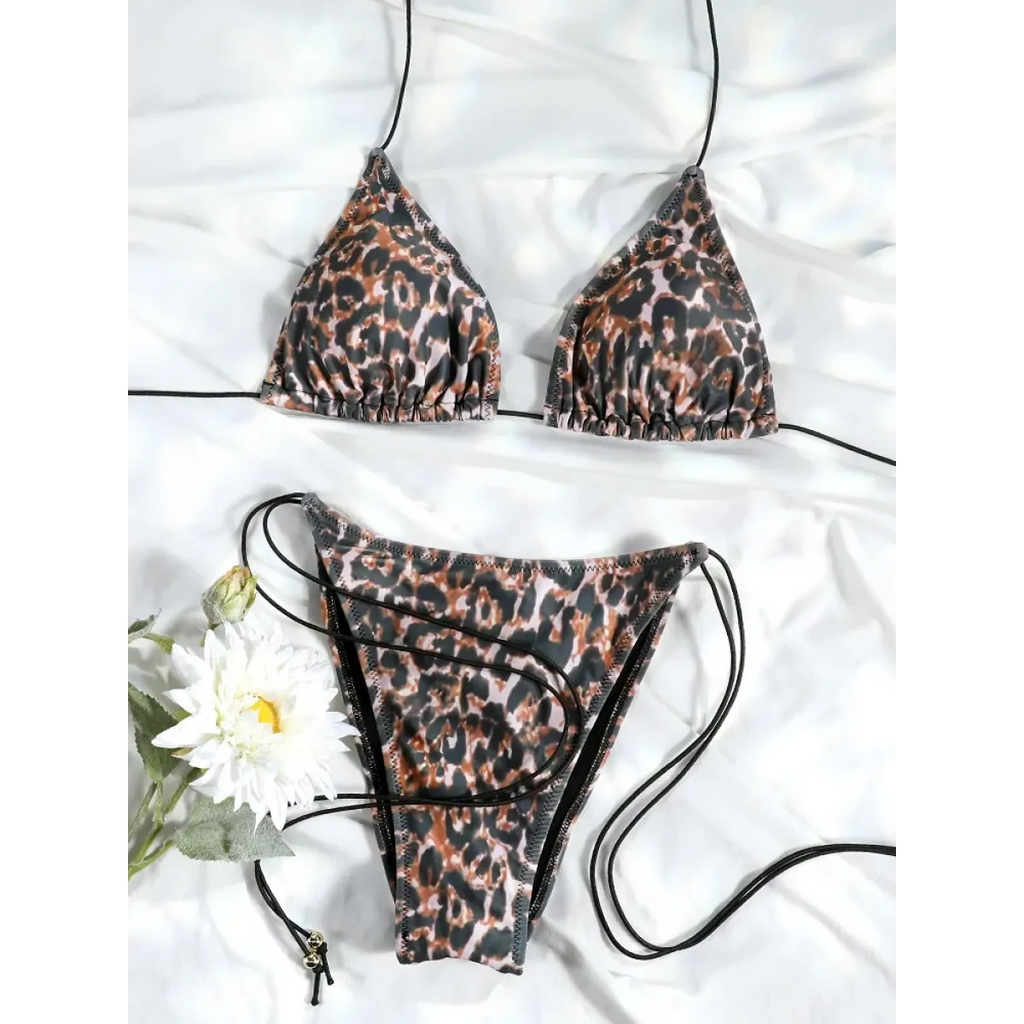Printed Triangle Micro Thong Bikini Set - Swimsuits - Swimsuit / Bikini / One-Piece Swimwear - 10